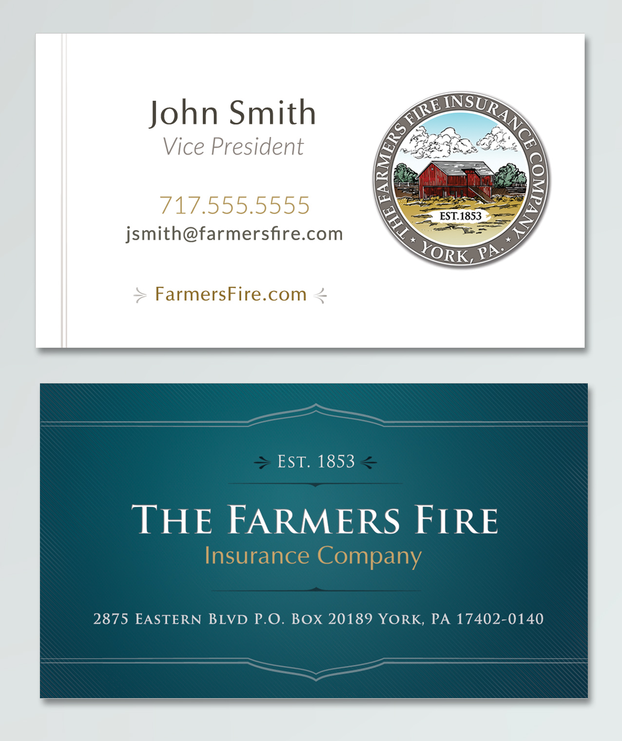 Farmers Fire Insurance Business Card Design